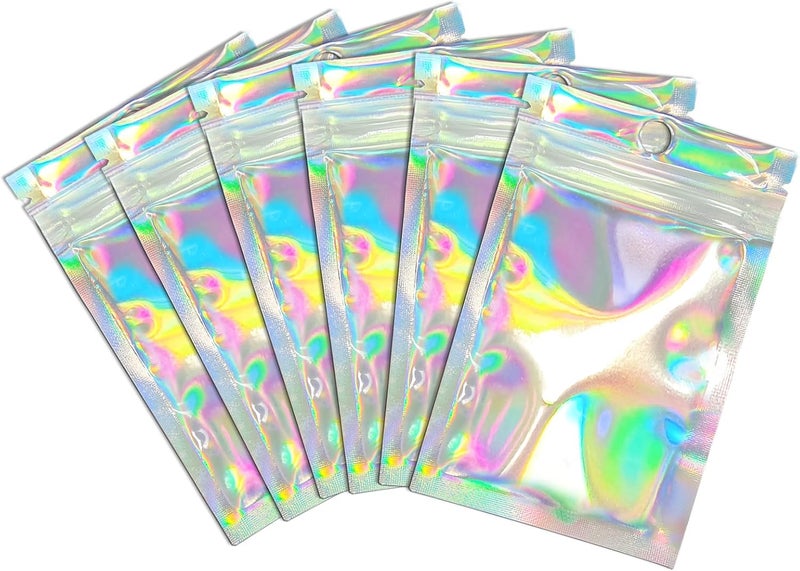 Trunple Resealable Foil Pouch Bag [100 PCS ] Great for Party Favor Food Storage (Holographic Color, 3 x 4 Inch) - Image 1